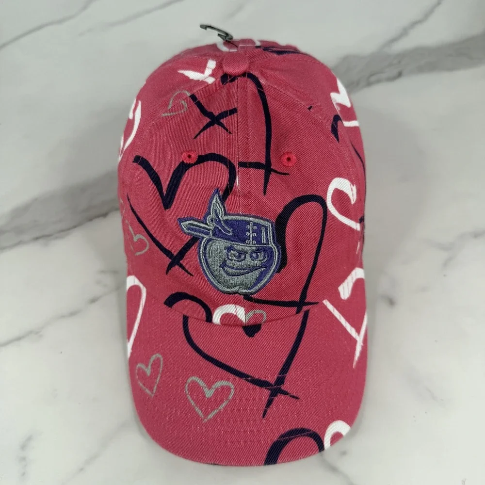 Fort Wayne Tincaps Hat Cap Strap Back Youth Pink MLB Baseball Hearts All Over 47
